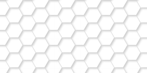 Abstract emboss white Hexagonal Background. Luxury White Pattern. Futuristic minimal honeycomb mosaic white background. geometric mesh cell texture. modern futuristic wallpaper.