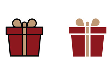 Gift box icon set. with trendy Flat style. Gift box with ribbon icon. gift box flat line silhouette. gift icon