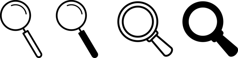Magnifying Glass Icons Search Tool Exploration Investigation Discovery Zoom Lens View Find Research Analyze Examine