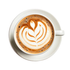 Creamy Coffee with Beautiful Latte Art in White Ceramic Cup