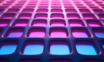 Obraz premium Abstract grid, neon pink blue gradient, 3D render, background texture, website design