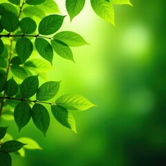 Fototapeta premium A dense cluster of green leaves against a soft focus blurred greenery, overgrown, green, untamed