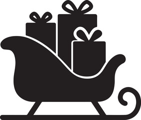 Sleigh filled with gifts silhouette vector EPS, ideal for holiday cards, festive crafts, decorations, and Christmas-themed design projects.