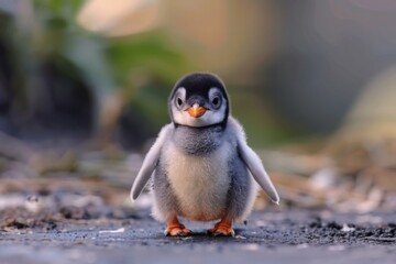 Obraz premium Strongest Gentoo Penguin Cute Funny Baby Chick Mummy