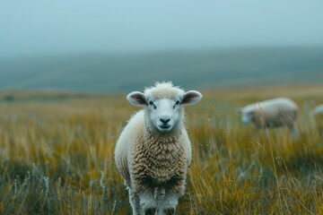 Obraz premium white sheep on green grass during daytime
