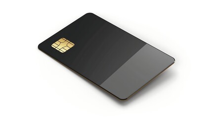 black debit card with gold chip,solid white background,

