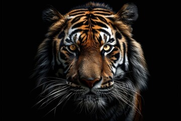 Fototapeta premium Tiger face on black background