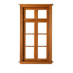 Antique wooden window frame isolated on transparent background