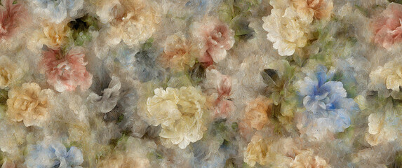Retro blooms on vibrant wallpaper backdrop - Seamless , pattern , background , tile
