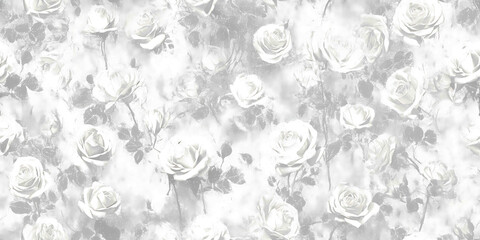 creamy petaled antique floral design - Seamless , pattern , background , tile