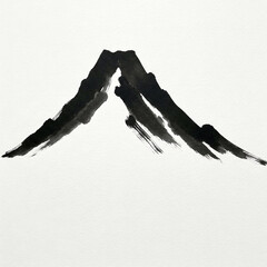 Minimalist Sumi-e Ink Painting of Serene Mountain Peak