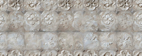 Ceramic design with a cement-like backdrop, featuring an ornamental pattern. - Seamless , pattern , background , tile