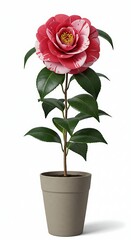 Camellia elegance Crimson and white striped beauty