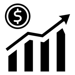 Obraz premium Growth glyph, mini illustration icon. use for modern concept, print, UI, UX kit, web and app development. Vector related to sales, logistic and ecommerce