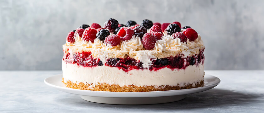 Berry Topped Cheesecake with Whipped Cream