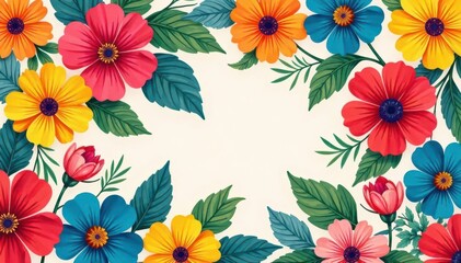 Bold, vibrant floral pattern, ideal for summer event flyers , marketing, leaves, bold