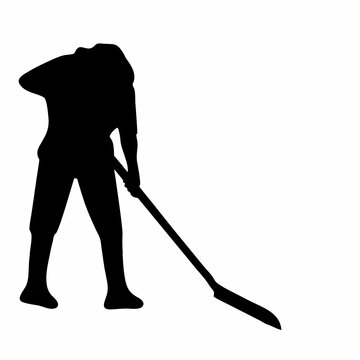black silhouette person shoveling snow clip art preview