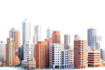 Naklejka premium A vibrant city skyline featuring modern architecture with diverse buildings and clear skies