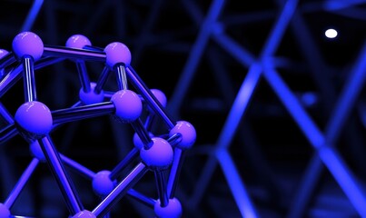 Molecular model, science, dark background, research, technology, abstract, science concept, website banner