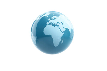 Fototapeta premium Blue globe showing africa and europe on white background, cut out