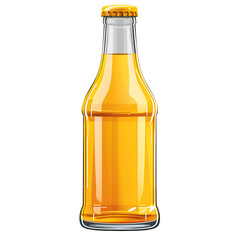 Yellow beverage in glass bottle
