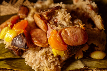 Close-up view of  Zongzi on the table