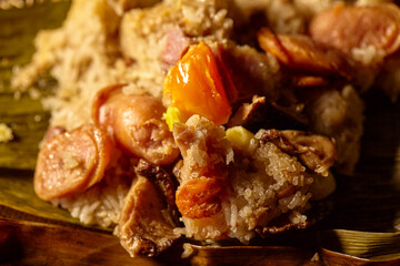 Close-up view of  Zongzi on the table