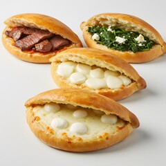 Gourmet Bread Boat Selection: A mouthwatering assortment of gourmet bread boats, each brimming with a symphony of savory fillings, inviting taste buds to indulge in a culinary adventure.