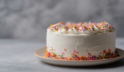 Cake with sprinkles on plate dessert