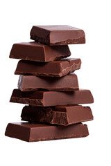 chocolate stack on white background.