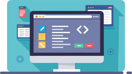 Code Editor Vector Illustration with HTML and CSS.