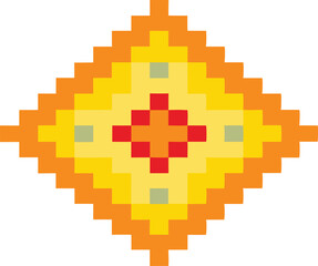 Digital Pixel Art Seamless Pattern on White Background.