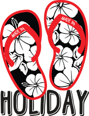 Vector illustration symbol sign sandals holiday with floral isolated on white background