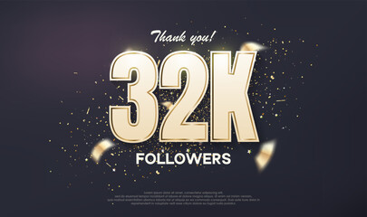 Followers design 32k achievement celebration. unique number with luxury gold