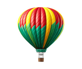 Fototapeta premium 3D render illustration of solitary green, yellow, and red hot air balloon icon against a transparent background