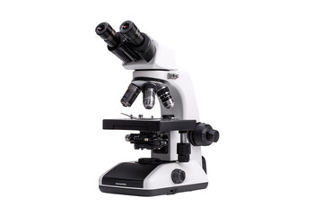 Modern binocular compound microscope isolated on transparent background