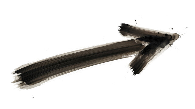 watercolor arrow, directional brush stroke on transparent background
