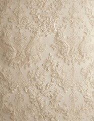 Subtle cream damask, complex baroque design  Intricate lace-like seamless repeat , fabric, neutral