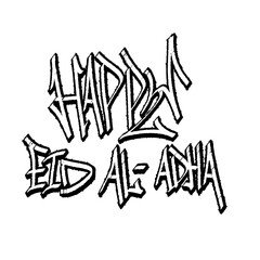 Happy eid al adha sign in graffiti style
