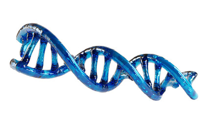 3d render of blue glass dna helix isolated on transparent background