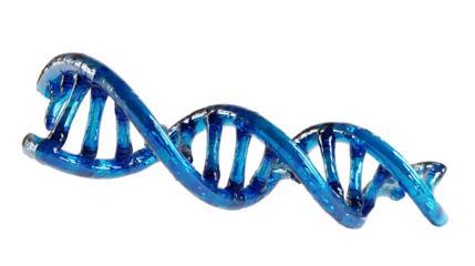 3d render of blue glass dna helix isolated on transparent background