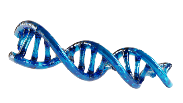 3d render of blue glass dna helix isolated on transparent background - Powered by Adobe
