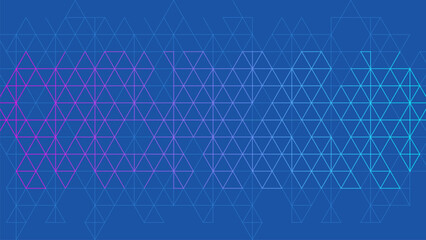 Blue geometric background with triangle shape pattern. Futuristic Triangle Grid Pattern on Blue Background. Low Poly Triangular Network