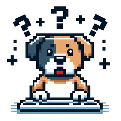 Cutout pixel art pet using camputer on tranparent background