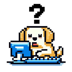 Cutout pixel art pet using camputer on tranparent background
