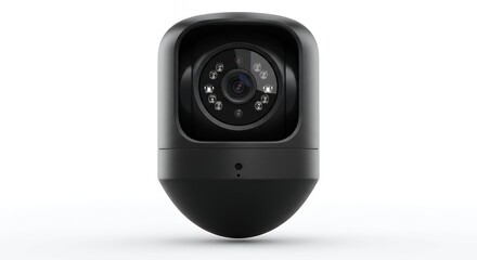 Fototapeta premium Modern Black Security Camera, Smart Home Surveillance Device