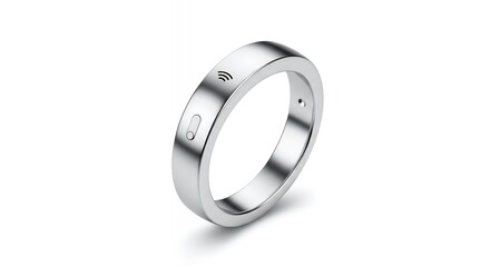 Minimalist Silver Ring with Subtle Engraved Details and Tiny Diamond Accent