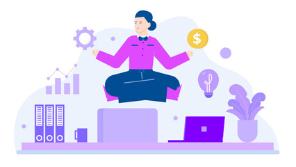 Person meditates air desk plant suitable for wellness blogs, relaxation guides, mindfulness articles, mental health resources, yoga studios, and meditation apps.