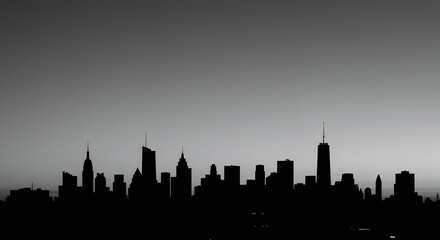 Fototapeta premium Monochrome Skyline Silhouette at Dawn