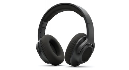 Fototapeta premium Black Over-Ear Headphones, Modern Audio Device
